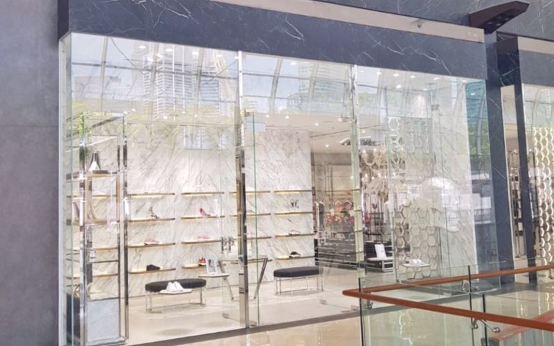 Elegant Glass Panel and Swing Door for Retail Storefront